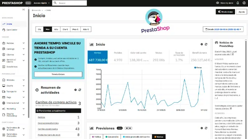 actualizar a la ultima versión de prestashop 9
