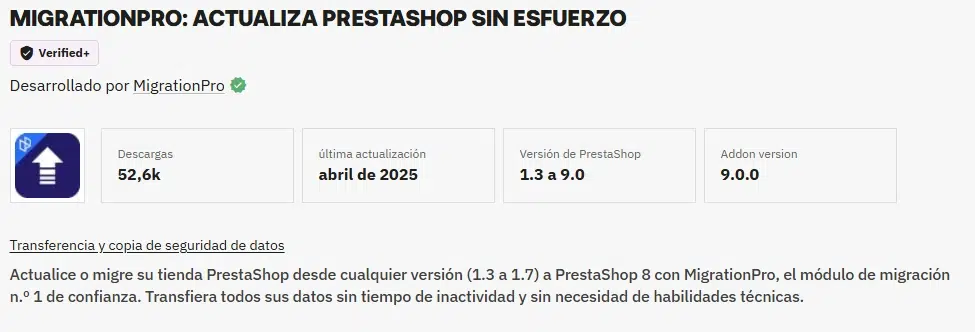 modulo migrationpro para migrar a Prestashop 9