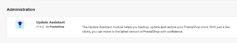 módulo update assistant para actualizar a prestashop 9