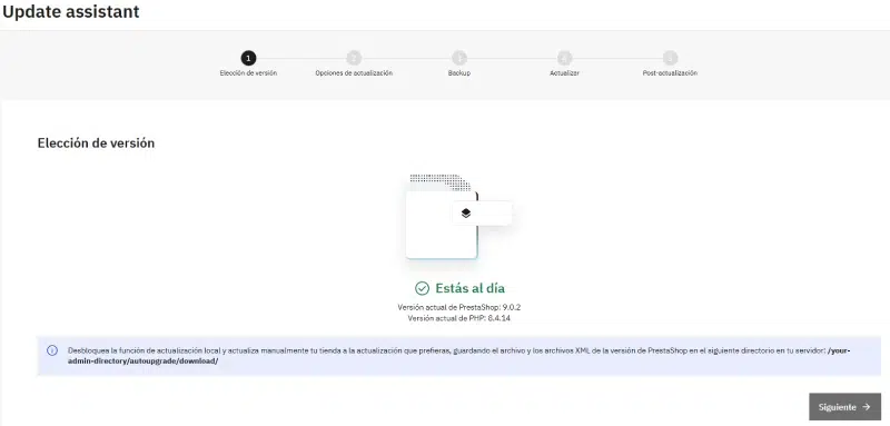 update assistant PrestaShop